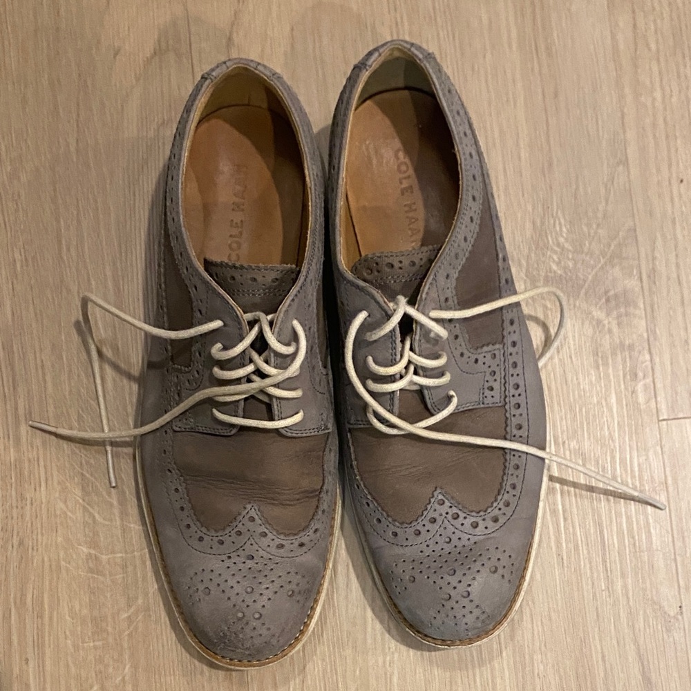 Cole Haan Men's Gray and Brown Wingtip Oxfords